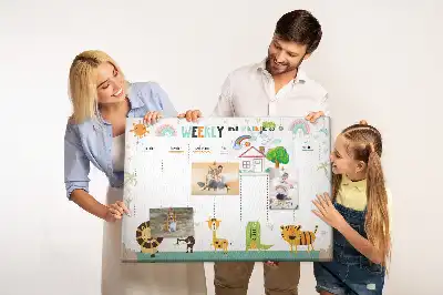 Korkowa tablica planera tygodniowego ze zwierzętami