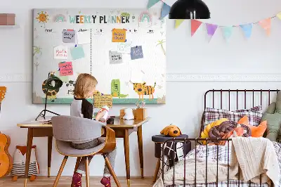 Korkowa tablica planera tygodniowego ze zwierzętami