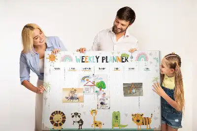 Korkowa tablica planera tygodniowego ze zwierzętami