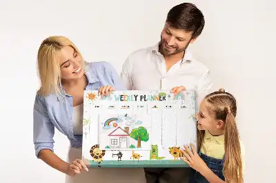 Korkowa tablica planera tygodniowego ze zwierzętami
