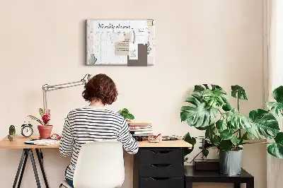 Ozdobna tablica korkowa planer miesiąca
