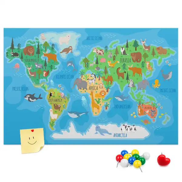 Tablica korkowa dla dzieci Mapa kreskówka