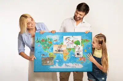 Tablica korkowa dla dzieci z mapą w stylu kreskówkowym