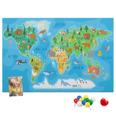 Tablica korkowa dla dzieci Mapa kreskówka
