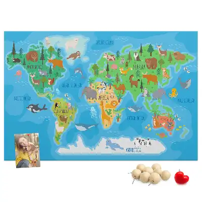 Tablica korkowa dla dzieci Mapa kreskówka