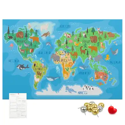 Tablica korkowa dla dzieci Mapa kreskówka