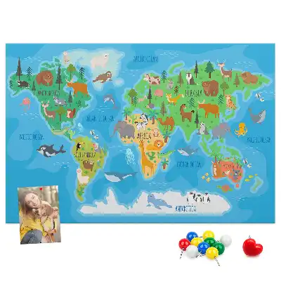 Tablica korkowa dla dzieci Mapa kreskówka