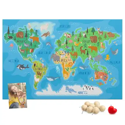Tablica korkowa dla dzieci Mapa kreskówka