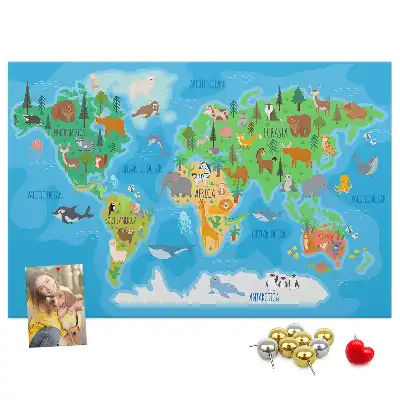 Tablica korkowa dla dzieci Mapa kreskówka