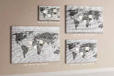 Tablica korkowa dla dzieci Ściana z cegieł Mapa Świata