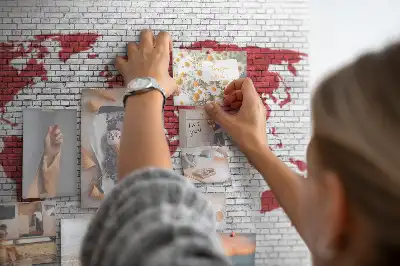 Tablica korkowa Ściana z cegieł Mapa Świata