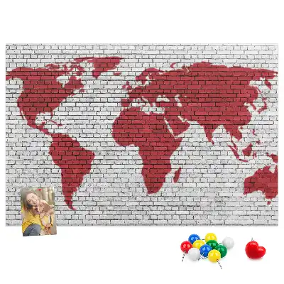 Tablica korkowa Ściana z cegieł Mapa Świata