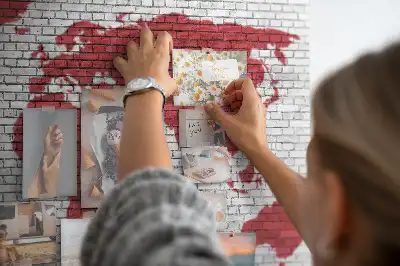 Tablica korkowa Ściana z cegieł Mapa Świata
