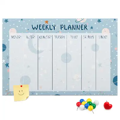 Tablica korkowa dla dzieci Planer tygodniowy kosmos