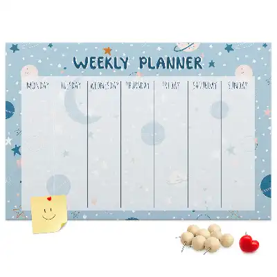 Tablica korkowa dla dzieci Planer tygodniowy kosmos