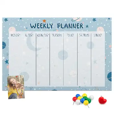 Tablica korkowa dla dzieci Planer tygodniowy kosmos