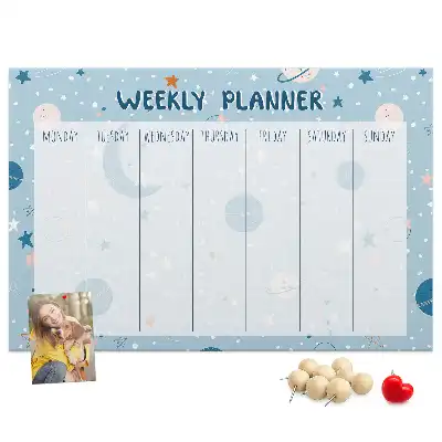 Tablica korkowa dla dzieci Planer tygodniowy kosmos