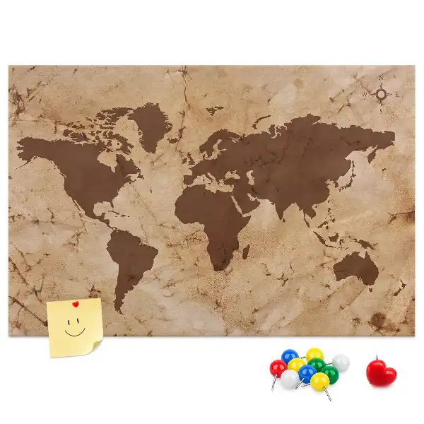 Tablica korkowa Vintage mapa świata