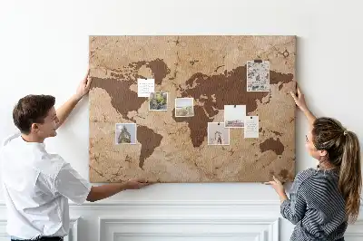 Tablica korkowa Vintage mapa świata