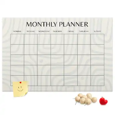Ozdobna tablica korkowa z harmonogramem całomiesięcznym
