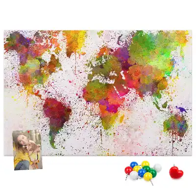 Korkowa tablica Akwarela mapa świata