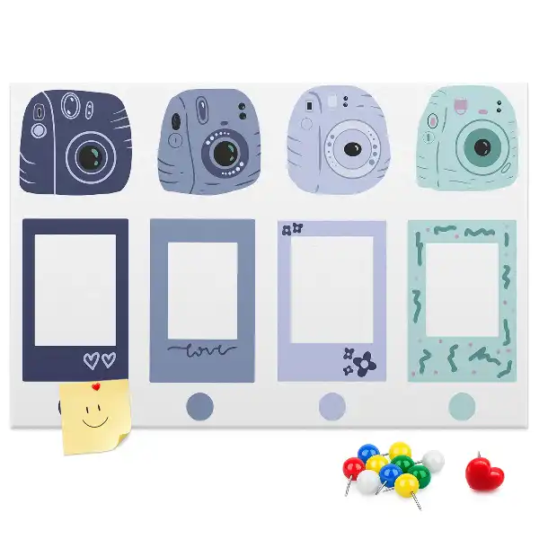 Tablica korkowa z ramkami w stylu polaroid