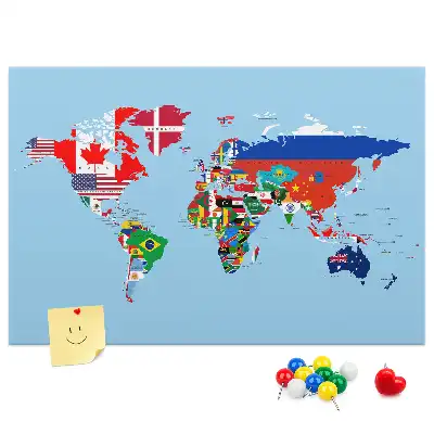 Tablica korkowa dla dzieci Mapa flag