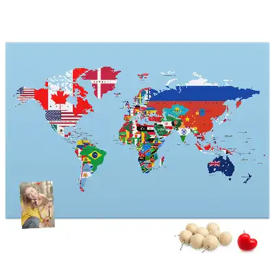 Tablica korkowa dla dzieci Mapa flag