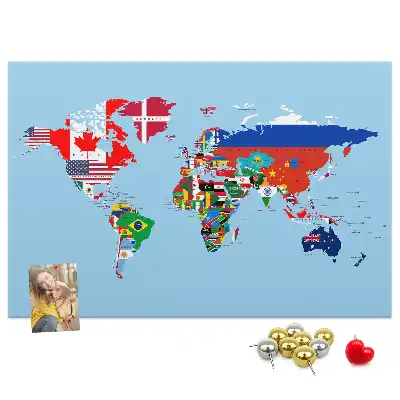 Tablica korkowa dla dzieci Mapa flag