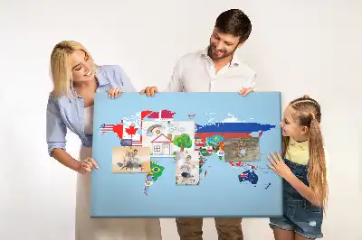 Tablica korkowa dla dzieci Mapa flag