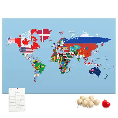 Tablica korkowa dla dzieci Mapa flag