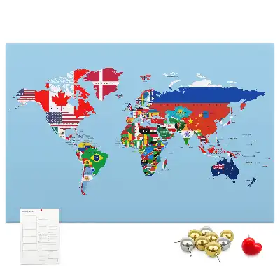 Tablica korkowa dla dzieci Mapa flag