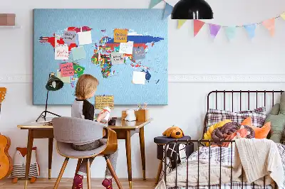 Tablica korkowa dla dzieci Mapa flag