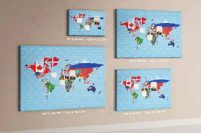 Tablica korkowa dla dzieci Mapa flag