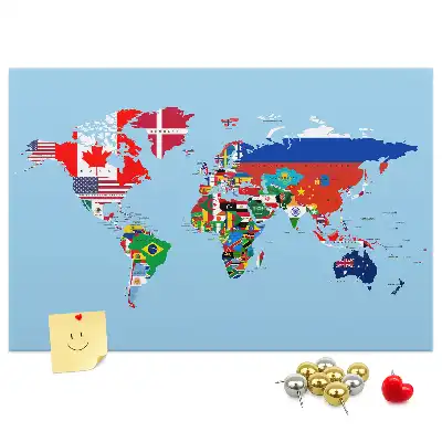 Tablica korkowa dla dzieci Mapa flag