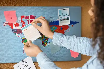 Tablica korkowa dla dzieci Mapa flag