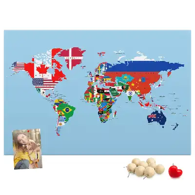Tablica korkowa dla dzieci Mapa flag