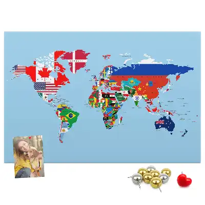Tablica korkowa dla dzieci Mapa flag