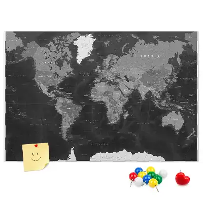 Tablica korkowa Czarna mapa świata