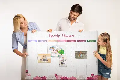 Korkowa tablica planery tygodniowy w kwiaty