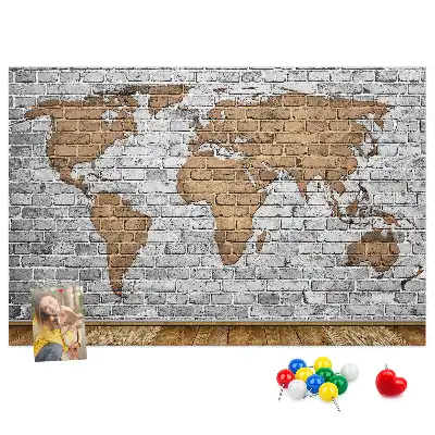Tablica korkowa Mapa świata cegły