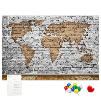 Tablica korkowa Mapa świata cegły