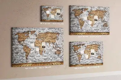 Tablica korkowa Mapa świata cegły