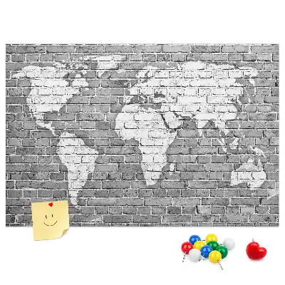 Ozdobna tablica korkowa Mapa świata na cegłach