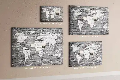 Tablica korkowa ozdobna Mapa świata na cegłach