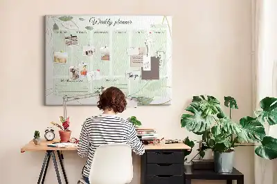 Tablica korkowa dla dzieci Liściowy planer tygodniowy