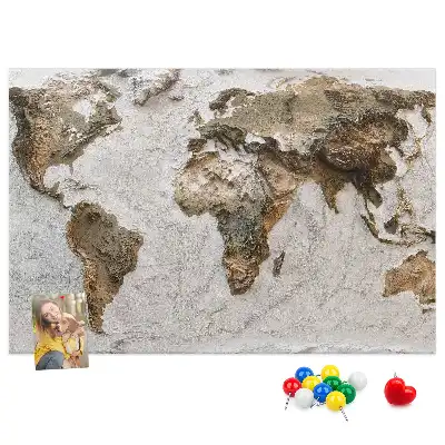 Ozdobna tablica korkowa Archiwalna mapa świata