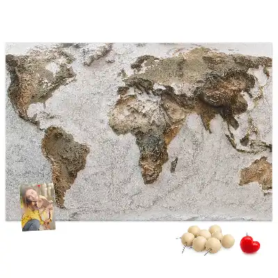 Ozdobna tablica korkowa Archiwalna mapa świata