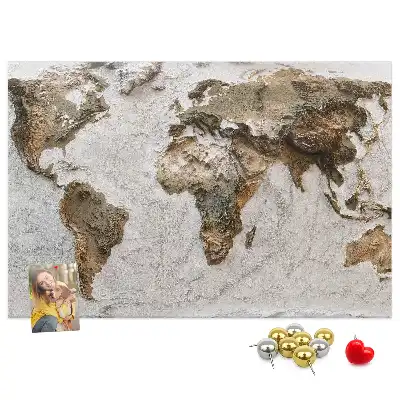 Ozdobna tablica korkowa Archiwalna mapa świata