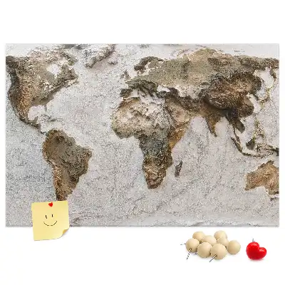 Ozdobna tablica korkowa Archiwalna mapa świata